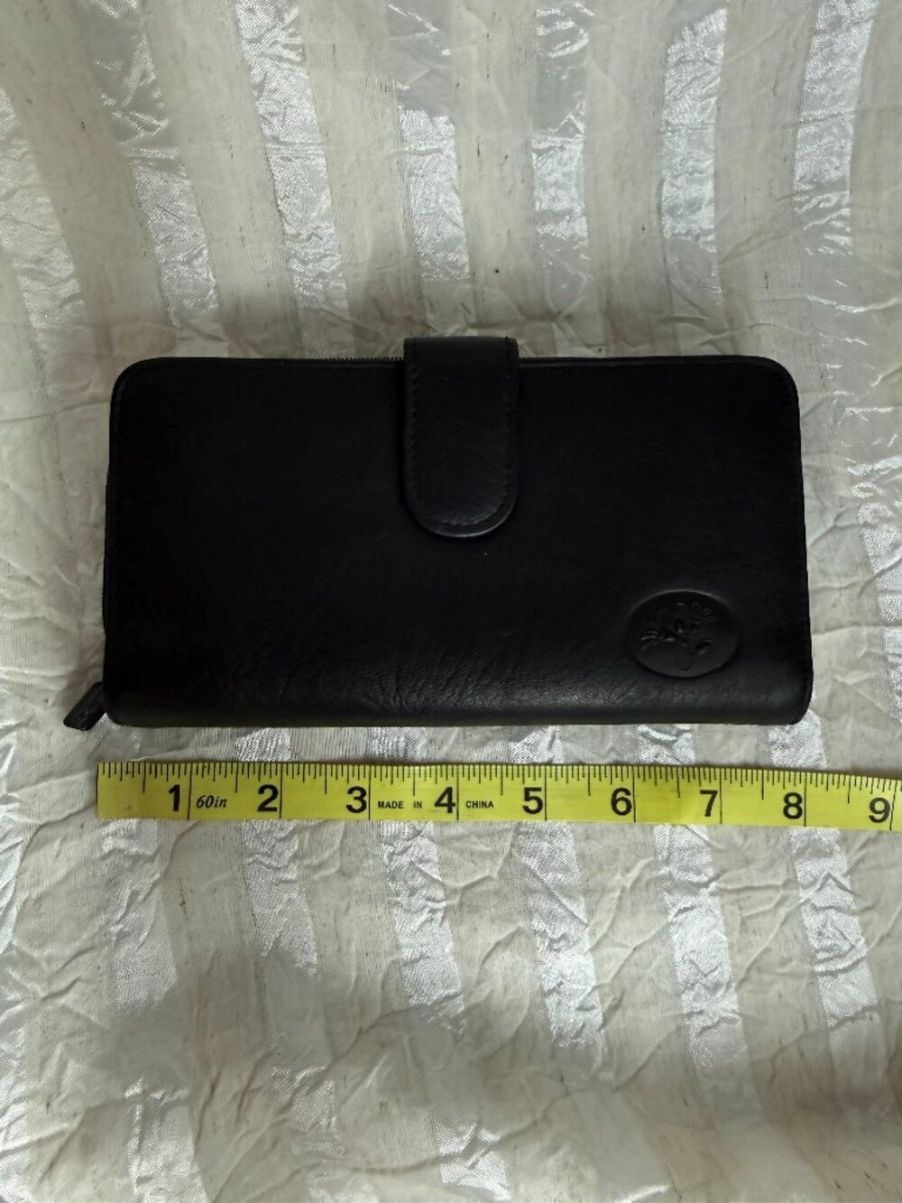Buxton Black Top Grain Leather Zip Around Organizer Wallet Checkbook Clutch